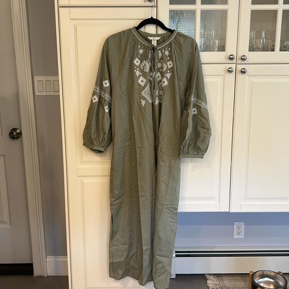 H&M dress olive green boho style